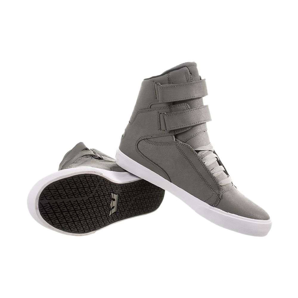 Baskets Montantes Supra TK Society Grise Grey/Waxed Canvas Homme | UUK-99519484